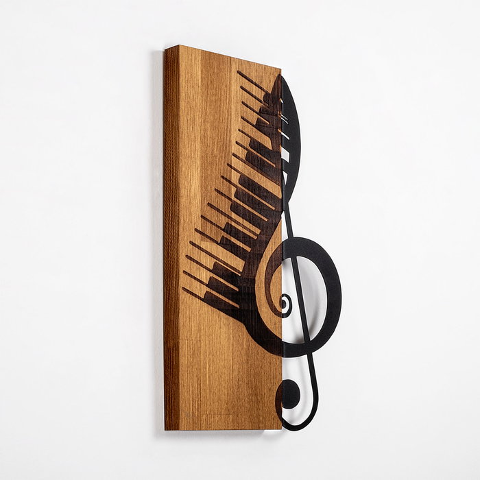 Wallity Musical 1 Escultura de pared de Madera y Metal Nogal y Negro